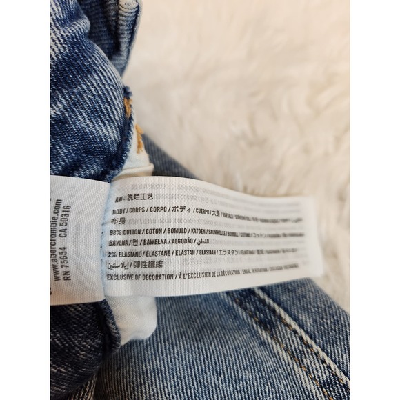 Hollister Womens Blue Stretch High Rise Distressed Vintage Ankle Mom Jeans Sz 27 - Picture 4 of 7